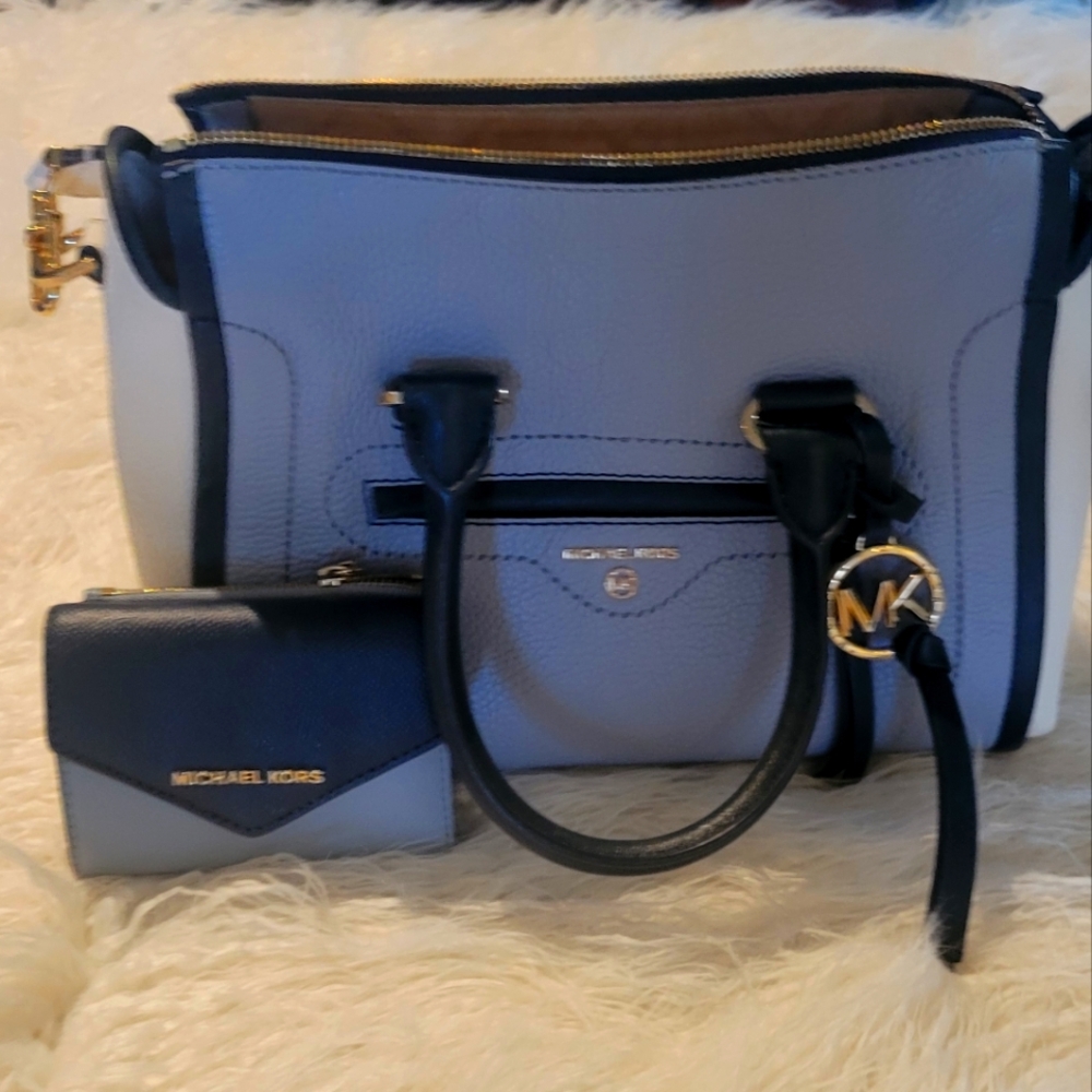 Michael Kors Blue and Black Satchel Collection